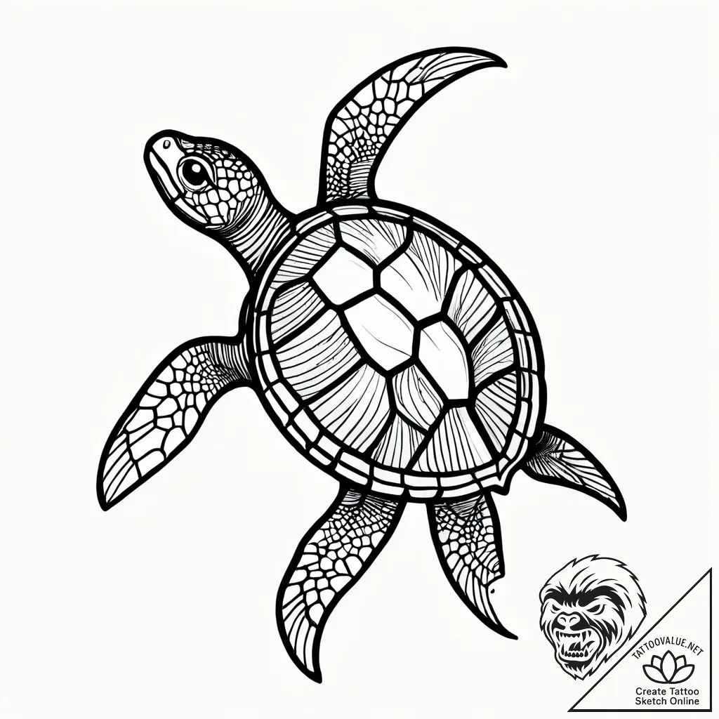 Sea turtle with a map of the world on its she... - style Jagger Old - tattoo sketch (05.11.2025 09:58)