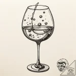 A whimsical bubble in a wine glass, elegant,,… – style Jaeger Simple – tattoo sketch (05.11.2025 10:08)