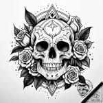 Jungle skull beneath celestial bloom, tattoo… – style Jaeger Simple – tattoo sketch (05.11.2025 10:28)