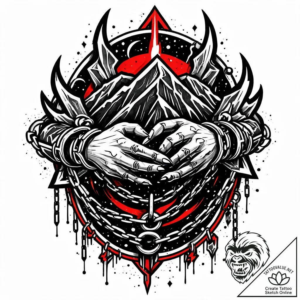 Meteor claw wrapped in chains, concept art fo... - style Jaeger Mini - tattoo sketch (05.11.2025 10:53)