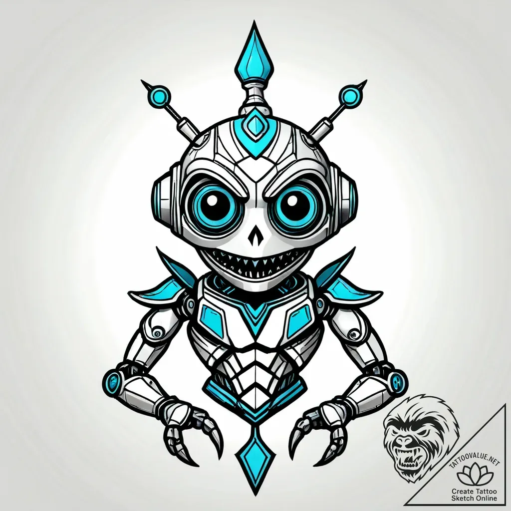Junk-built robot holding a single, living spr... - style Jagger Old - tattoo sketch (05.11.2025 10:58)