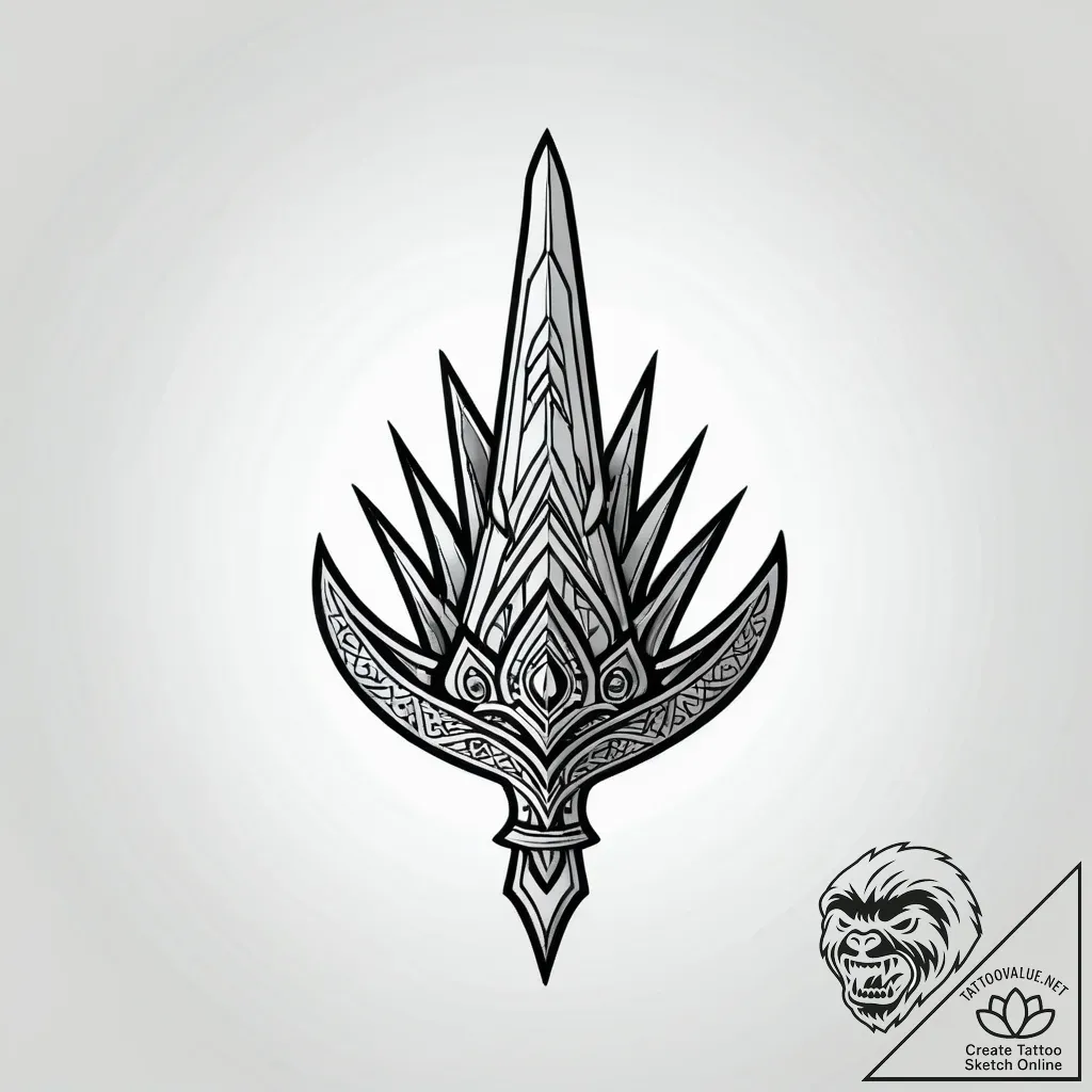 Ice spear crowned in runes, tattoo sketch des... - style Jagger Old - tattoo sketch (05.11.2025 11:58)