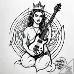 Tat tattoo sketch, queen barb with fiery guit… – style Jagger Old – tattoo sketch (05.11.2025 13:18)