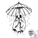 Karakasa-obake (umbrella ghost) in the rain,… – style Flux Inscriptions – tattoo sketch (05.11.2025 13:23)