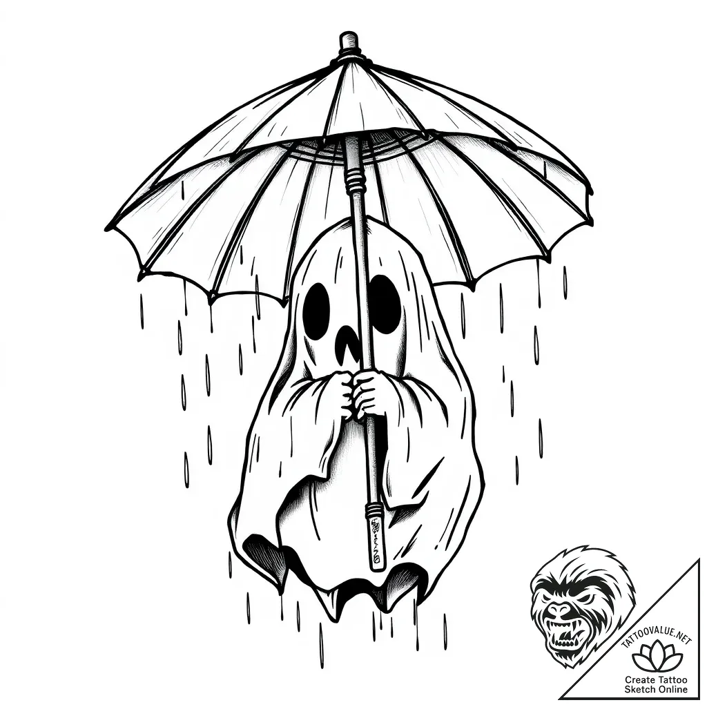 Karakasa-obake (umbrella ghost) in the rain,... - style Flux Inscriptions - tattoo sketch (05.11.2025 13:23)