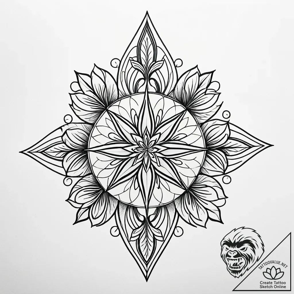 Iron spear piercing frozen bloom, tattoo draw... - style Jaeger Simple - tattoo sketch (05.11.2025 13:28)