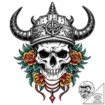 Ancient helm with broken horns, tattoo flash… – style Jaeger Mini – tattoo sketch (05.11.2025 13:53)