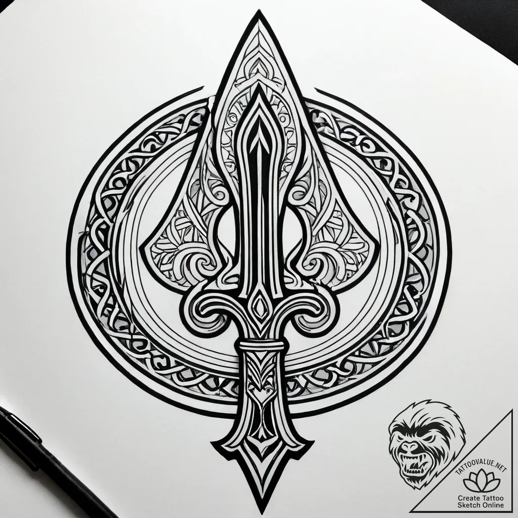 Ancient blade etched with runes, tattoo line... - style Jagger Old - tattoo sketch (05.11.2025 13:58)