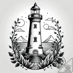 Lighthouse engulfed in vines, tattoo sketch d… – style Jagger Old – tattoo sketch (05.11.2025 14:38)