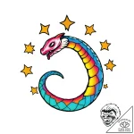 Astral serpent through ring of stars, tattoo… – style Flux Inscriptions – tattoo sketch (05.11.2025 14:43)