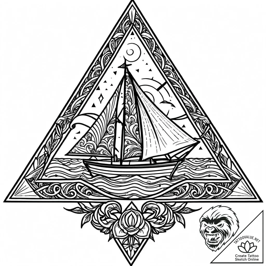 Triangle, tattoo drawing outline, on a clean... - style Jaeger Mini - tattoo sketch (05.11.2025 15:13)