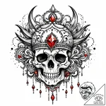 Blood jewels embedded in bone, artistic tatto… – style Jaeger Mini – tattoo sketch (05.11.2025 15:33)