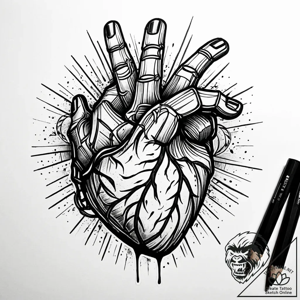 Finger heart gesture (k-pop style), tattoo dr... - style Jaeger Simple - tattoo sketch (05.11.2025 15:48)