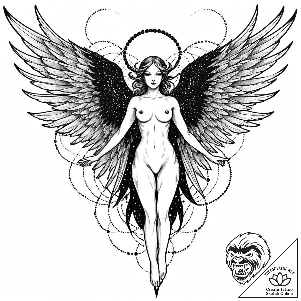 Eskizto, tattoo sketch, eve with wings spread... - style Jaeger Mini - tattoo sketch (05.11.2025 15:53)