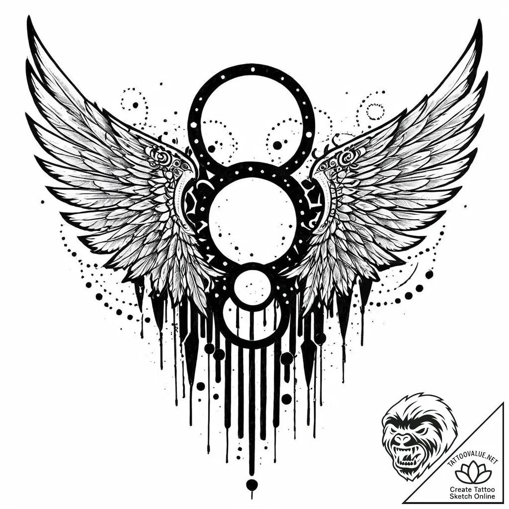 Hollow wings beneath celestial gate, artistic... - style Jaeger Mini - tattoo sketch (05.11.2025 16:13)