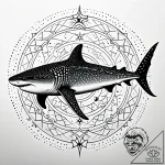 Whale shark whose spots are a glowing star ma… – style Jaeger Simple – tattoo sketch (05.11.2025 16:28)