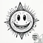 Acid smiley face, melting and glitching, arti… – style Jagger Old – tattoo sketch (05.11.2025 16:58)