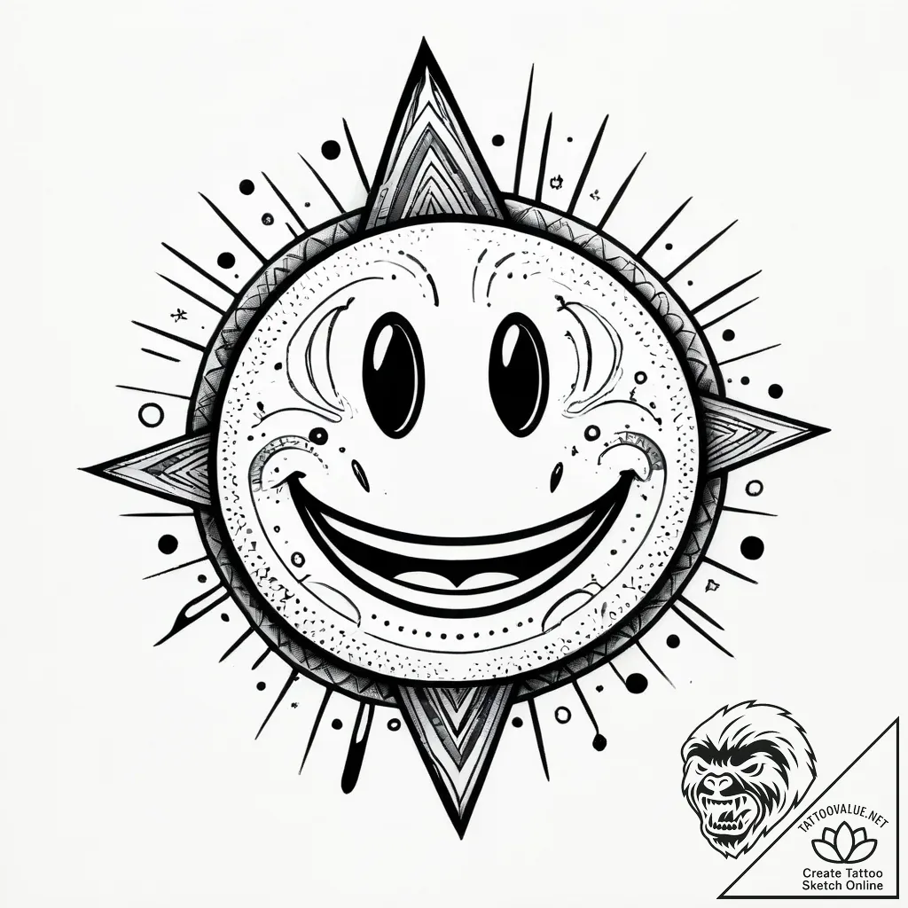 Acid smiley face, melting and glitching, arti... - style Jagger Old - tattoo sketch (05.11.2025 16:58)