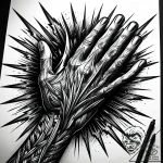 Tattoo sketch, barley shouting with glowing h… – style Jaeger Simple – tattoo sketch (05.11.2025 17:08)