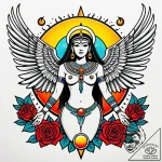 Tattoo sketch, isis with outstretched wings c… – style Jaeger Simple – tattoo sketch (05.11.2025 17:28)