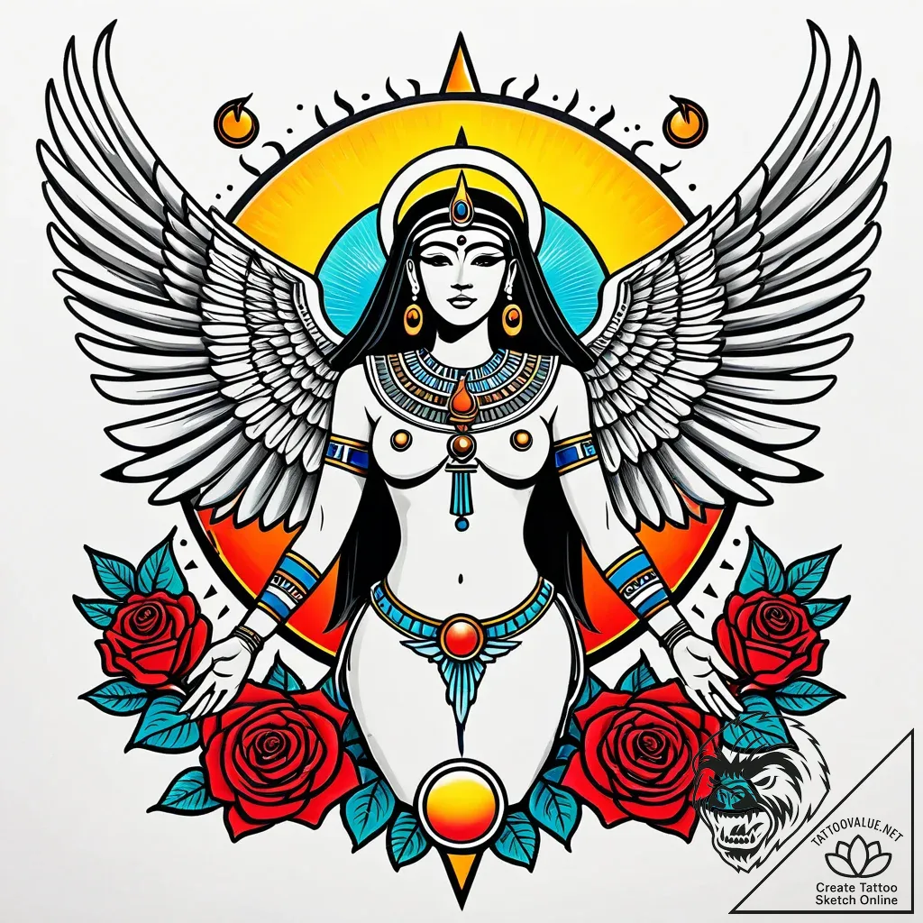 Tattoo sketch, isis with outstretched wings c... - style Jaeger Simple - tattoo sketch (05.11.2025 17:28)