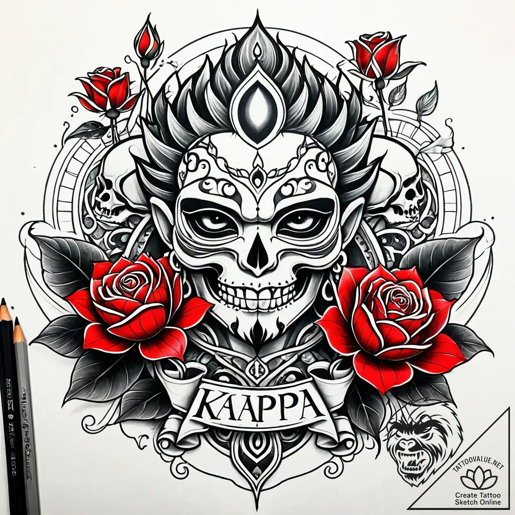 Kappa (water spirit) holding a lotus flower,... - style Jaeger Simple - tattoo sketch (05.11.2025 17:48)