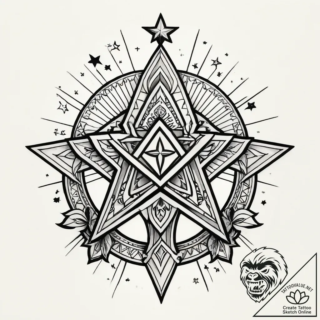 Hollow relic crowned with stars, ink illustra... - style Jagger Old - tattoo sketch (05.11.2025 17:58)