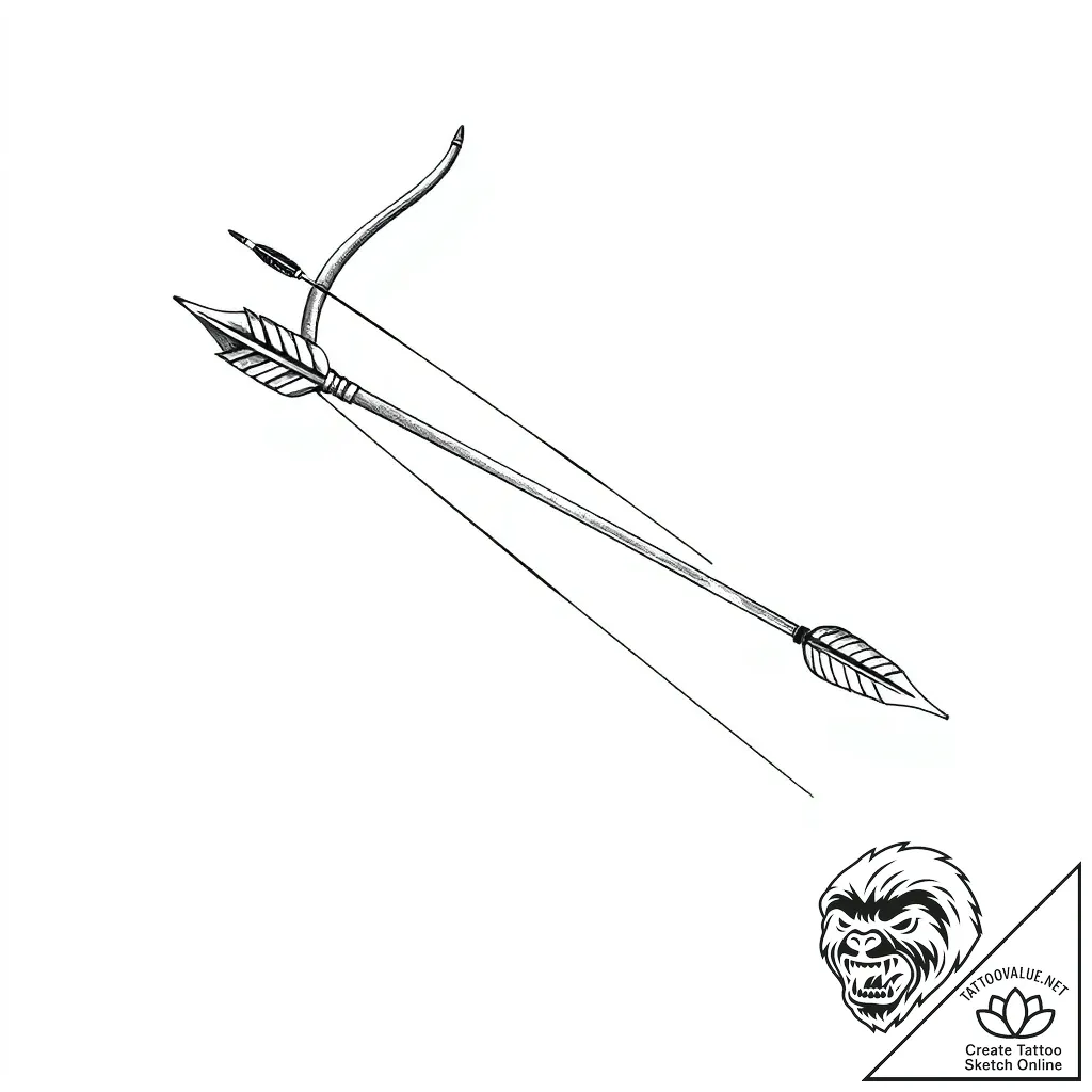 A classic bow and arrow, tribal or hunting th... - style Flux Inscriptions - tattoo sketch (05.11.2025 18:23)