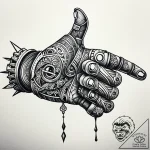 Robot hand giving a thumbs up, tattoo drawing… – style Jaeger Simple – tattoo sketch (05.11.2025 18:28)