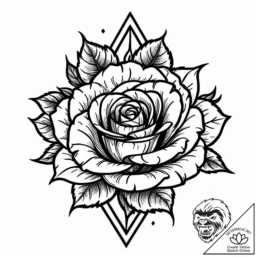 Glyph-etched rose blooming in void, artistic... - style Jaeger Mini - tattoo sketch (05.11.2025 18:33)
