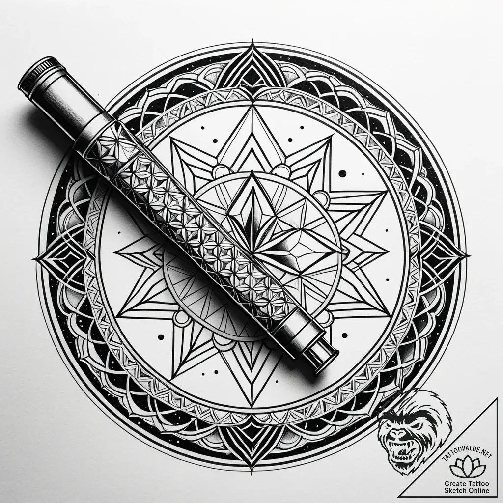 A telescope pointing at the stars, artistic t... - style Jaeger Simple - tattoo sketch (05.11.2025 18:48)