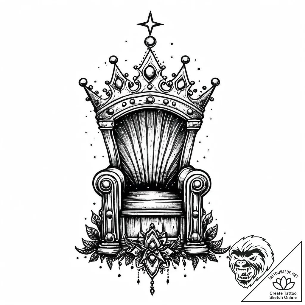 Moonlit crown upon bone throne, tattoo sketch... - style Jaeger Mini - tattoo sketch (05.11.2025 18:53)