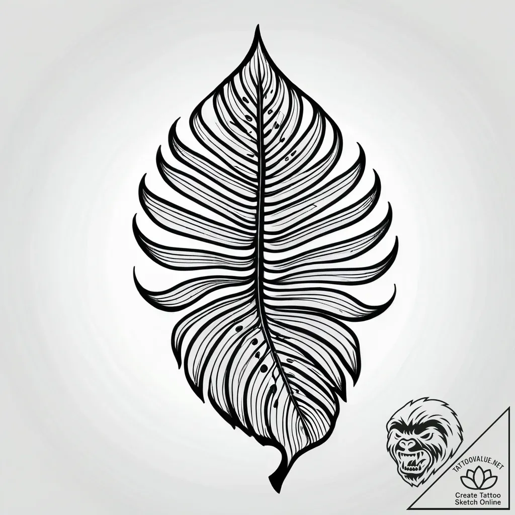 A monstera leaf, tattoo drawing outline, real... - style Jagger Old - tattoo sketch (05.11.2025 19:38)