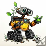 Wall-e, rusted and alone, holding a single, g… – style Jaeger Mini – tattoo sketch (05.11.2025 20:13)