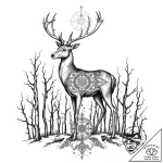 Ashen stag standing in skeletal forest, tatto… – style Flux Inscriptions – tattoo sketch (05.11.2025 20:23)