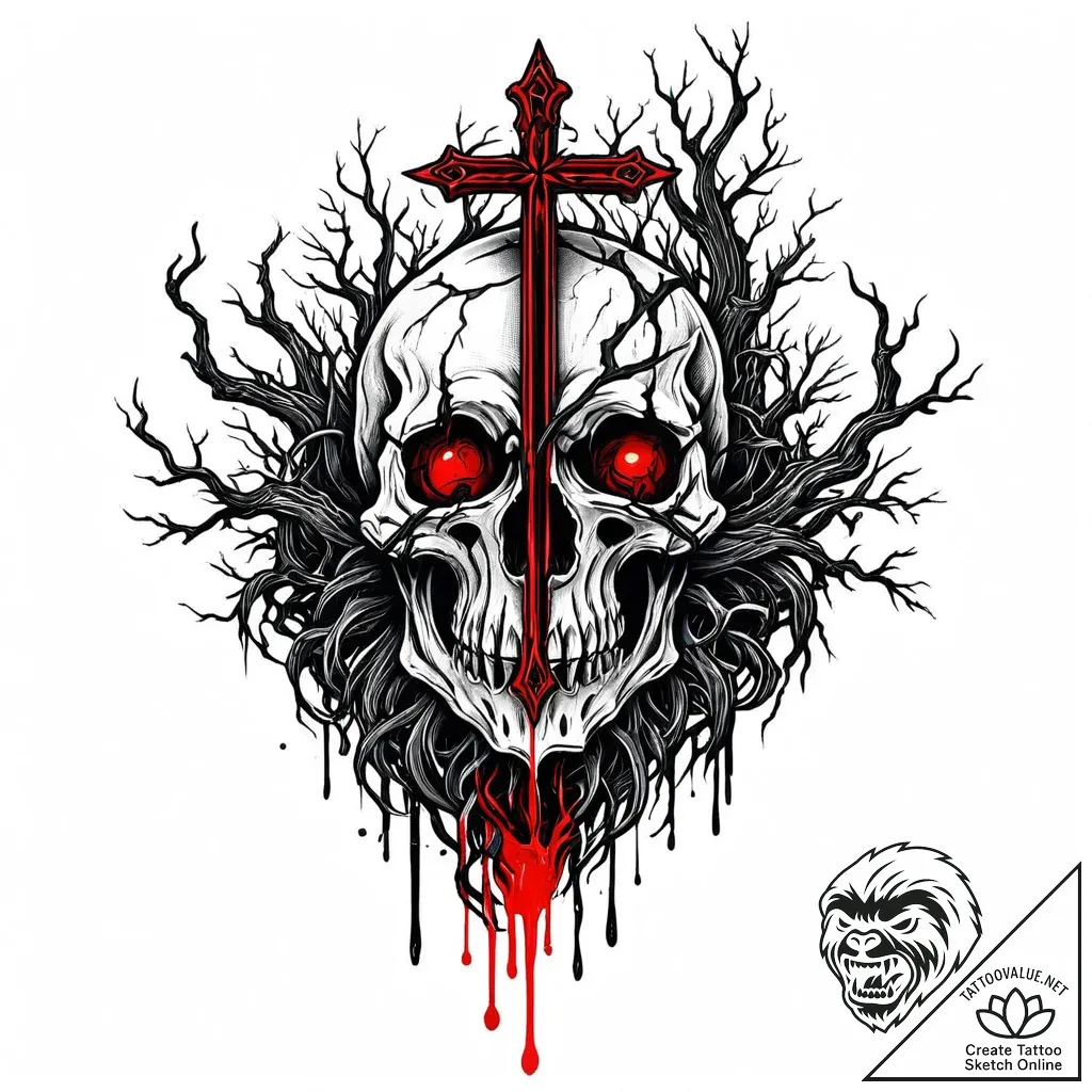 Withered roots devouring relic, concept art f... - style Jaeger Mini - tattoo sketch (05.11.2025 20:53)