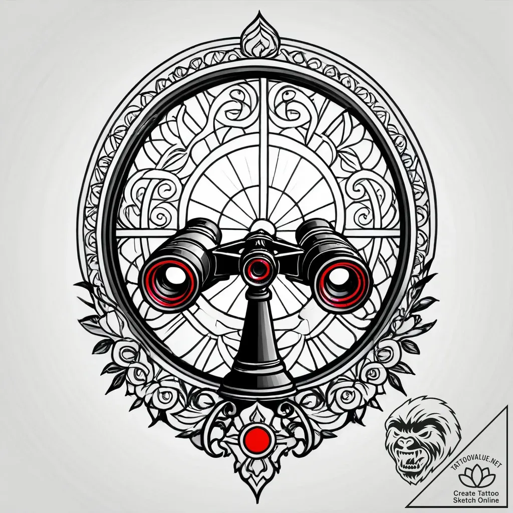 A detailed binoculars on a window sill, curio... - style Jagger Old - tattoo sketch (05.11.2025 21:18)