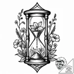 Old hourglass with wildflowers growing inside… – style Jaeger Mini – tattoo sketch (05.11.2025 21:33)