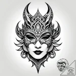 Fractured mask beneath web of thorns, tattoo… – style Jagger Old – tattoo sketch (05.11.2025 21:38)