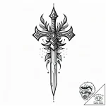 Bone dagger piercing through root, artistic t… – style Jaeger Mini – tattoo sketch (05.11.2025 23:13)