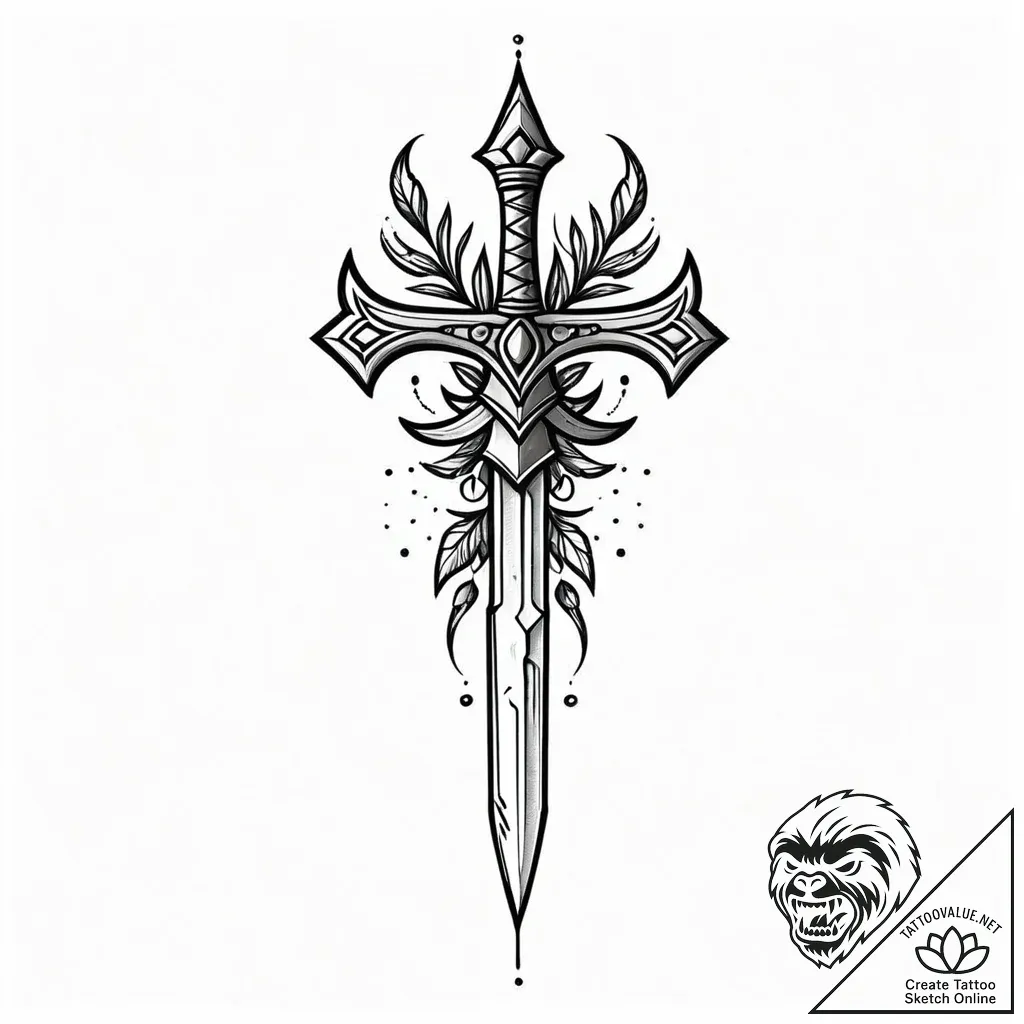 Bone dagger piercing through root, artistic t... - style Jaeger Mini - tattoo sketch (05.11.2025 23:13)