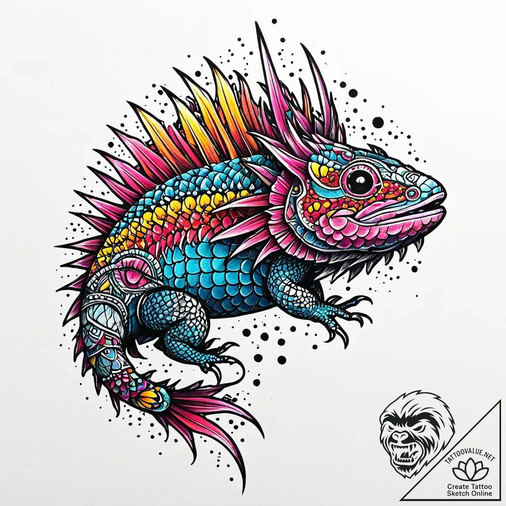 Axolotl, tattoo sketch design, clean lines, c... - style Jaeger Mini - tattoo sketch (05.11.2025 23:33)