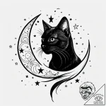 Tattoo sketch, black cat with crescent moon a… – style Jagger Old – tattoo sketch (05.11.2025 23:38)