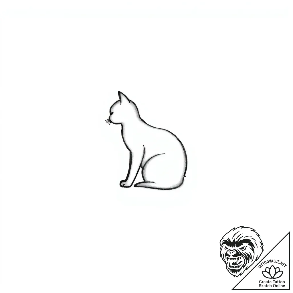 Tattoo sketch, minimalist tiny cat silhouette... - style Flux Inscriptions - tattoo sketch (05.11.2025 23:43)