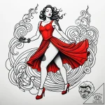 Tattoo sketch, paprikaвђ™s red dress flowing… – style Jaeger Simple – tattoo sketch (06.11.2025 00:28)