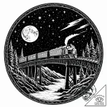 Tattoo sketch, polar express train crossing b… – style Jaeger Mini – tattoo sketch (06.11.2025 00:33)