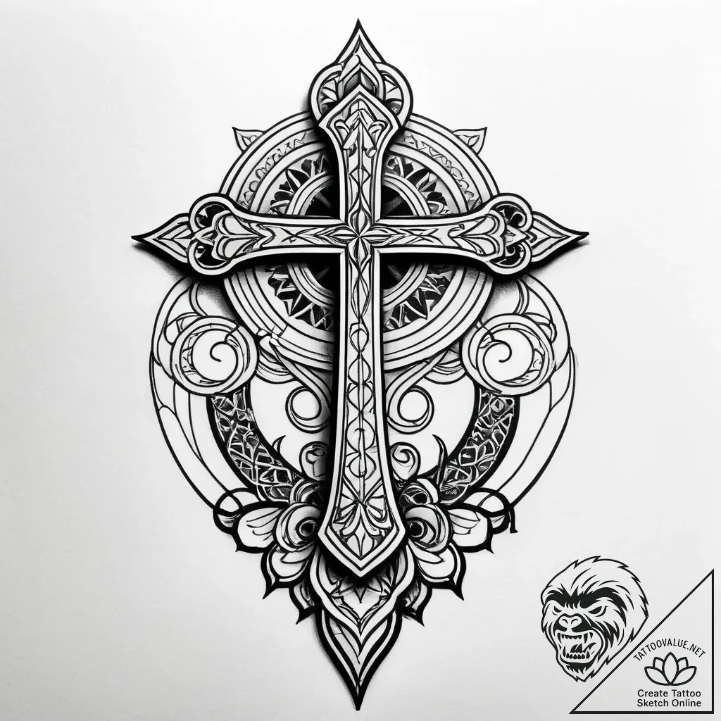 D, tattoo flash sheet design, detailed cross-... - style Jagger Old - tattoo sketch (06.11.2025 00:38)