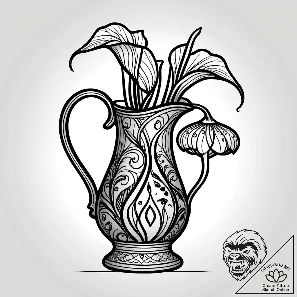 Pitcher plant luring in a curious fairy, tatt... - style Jagger Old - tattoo sketch (06.11.2025 00:58)