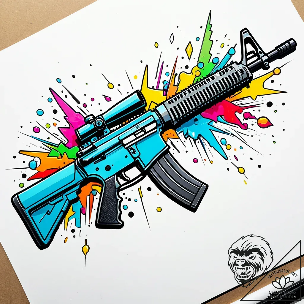 M16 rifle, field-stripped and laid out, tatto... - style Jaeger Simple - tattoo sketch (06.11.2025 02:08)