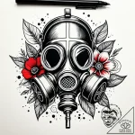 Gas mask with flowers growing from the filter… – style Jaeger Simple – tattoo sketch (06.11.2025 02:48)
